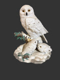 Snowy Owl Family Figurine | Winter Woodland Home Decor