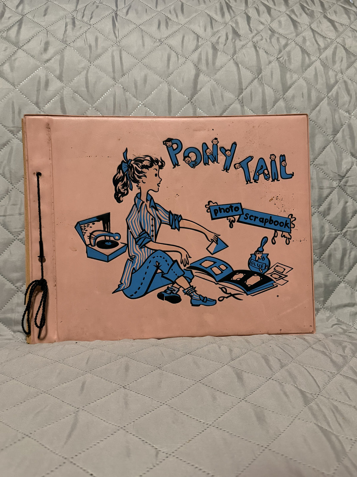 1950s Pony Tail Photo Scrapbook Pink String Bound Album