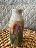 Signed Handcrafted Studio Pottery Speckled Stoneware Floral Tulip Bud Vase
