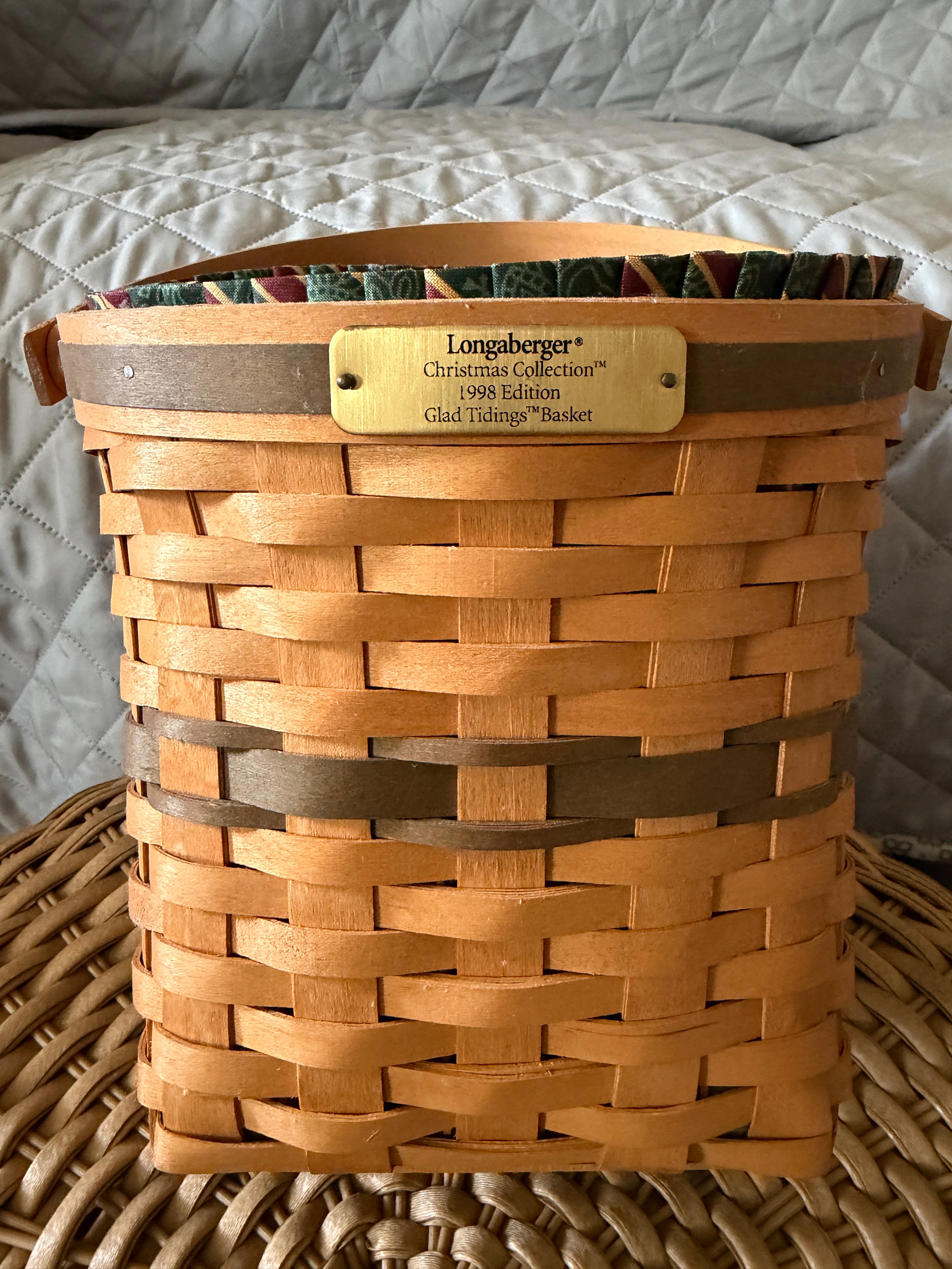 Vintage 1998 Longaberger Christmas Collection Glad Tidings Basket