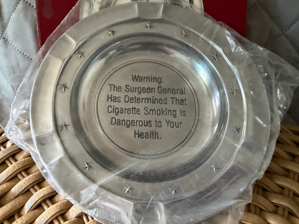 Vintage Duratale by Leonard Pewter Surgeon General Warning Ashtray (NIB)