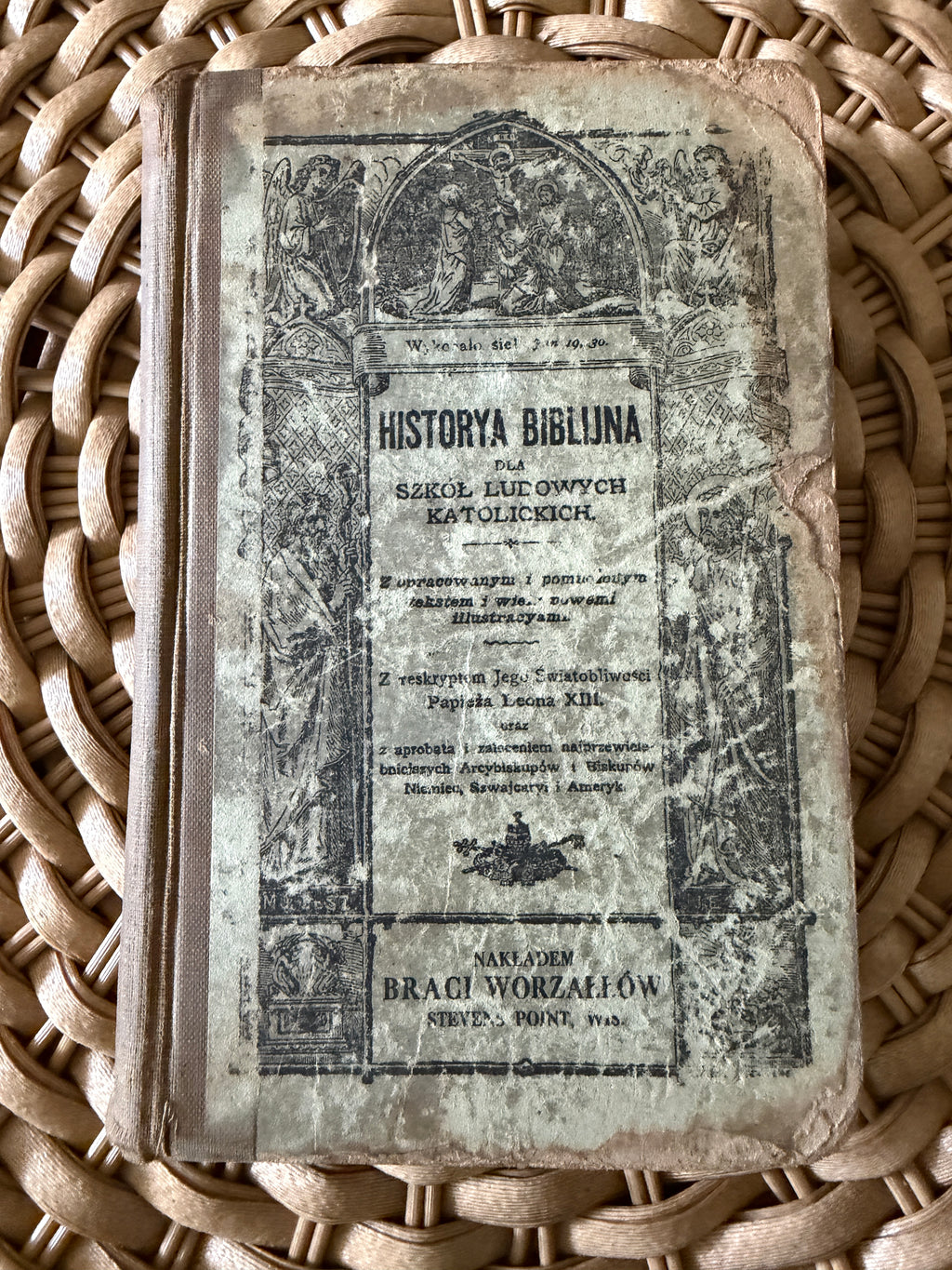 Antique 1910s Polish Catholic Book: "Historya Biblijna" (Stevens Point, WI)