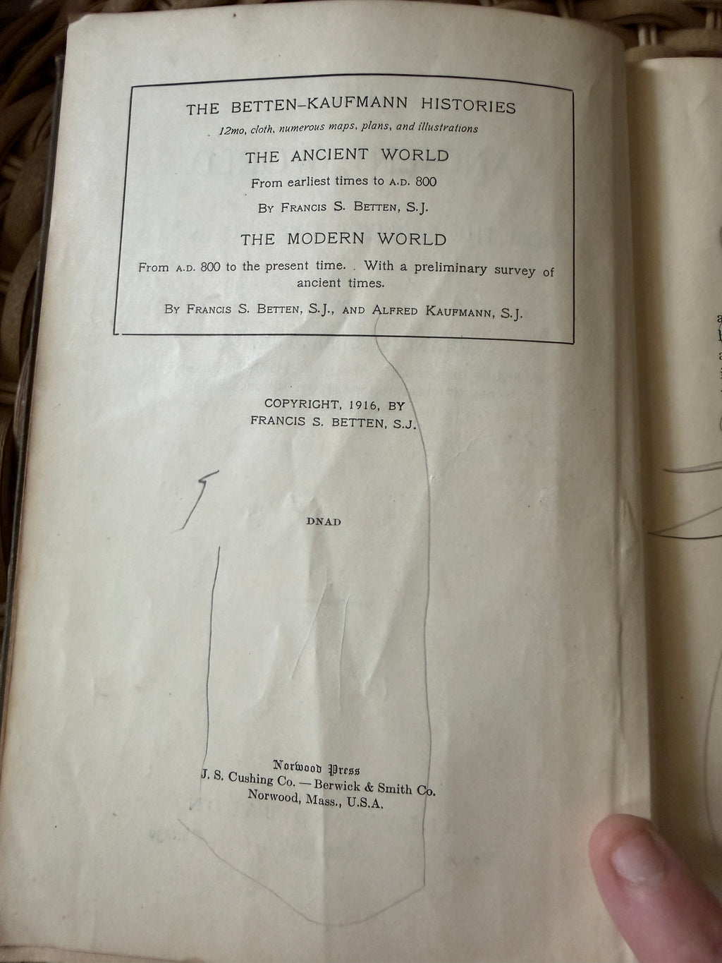 Antique 1916 History Book: "The Ancient World" by Francis S. Betten
