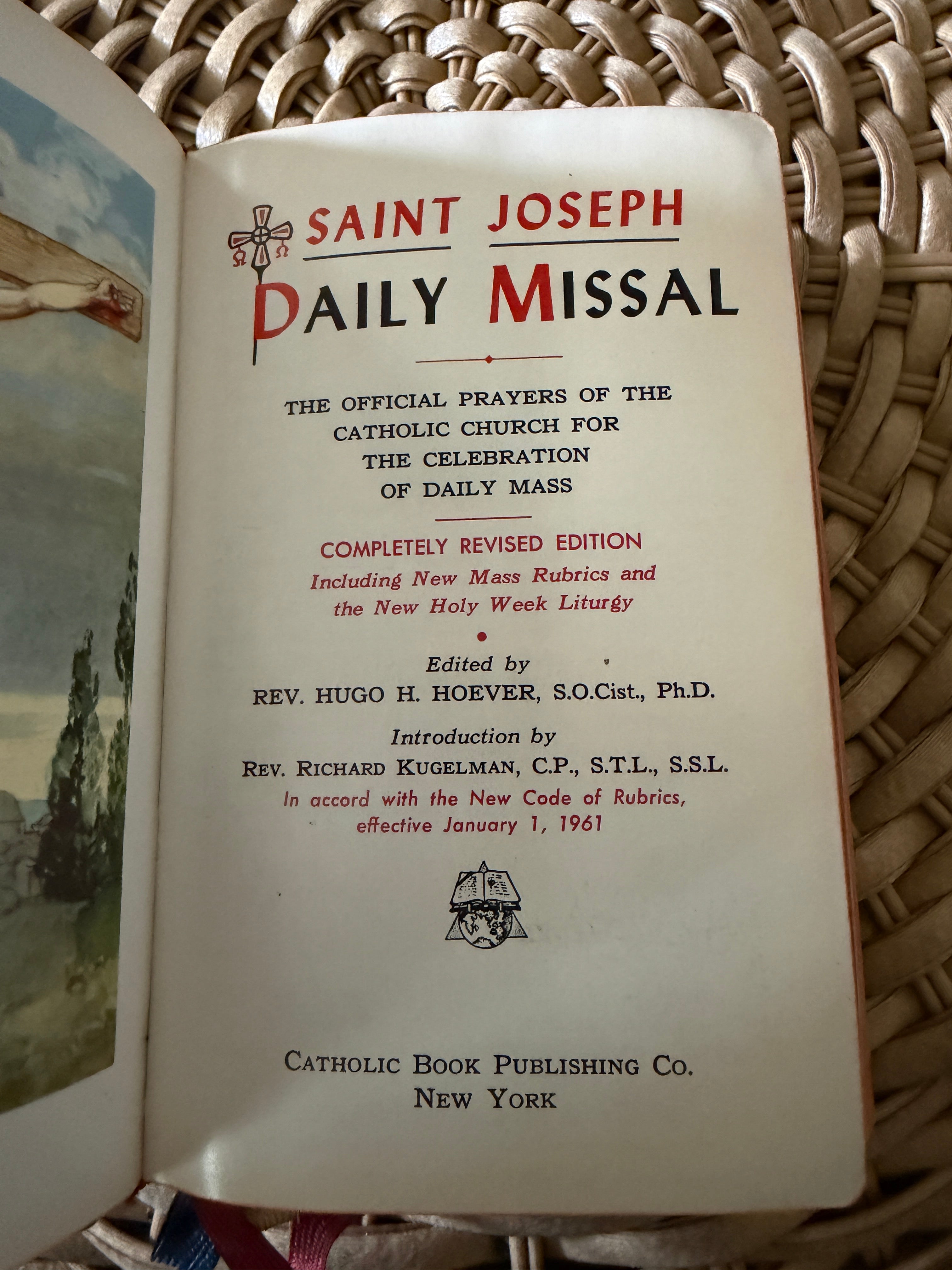 Vintage 1961 Book: "Saint Joseph Daily Missal" (Embossed Cover)