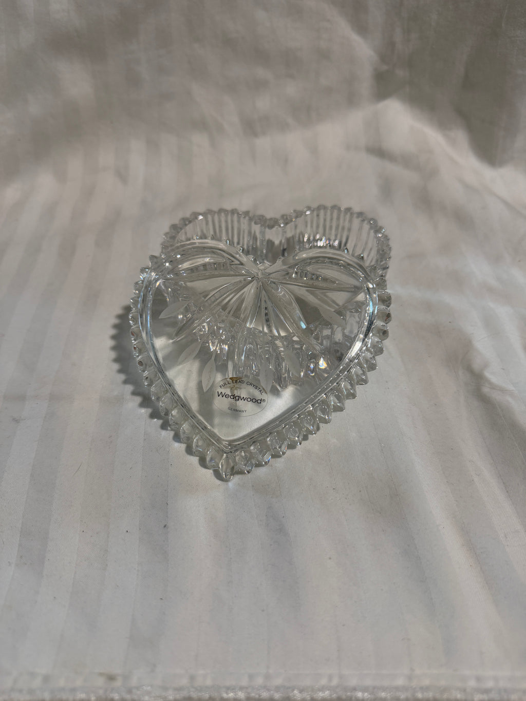 Wedgwood Full Lead Crystal Heart-Shaped Covered Trinket Box – Made in Germany