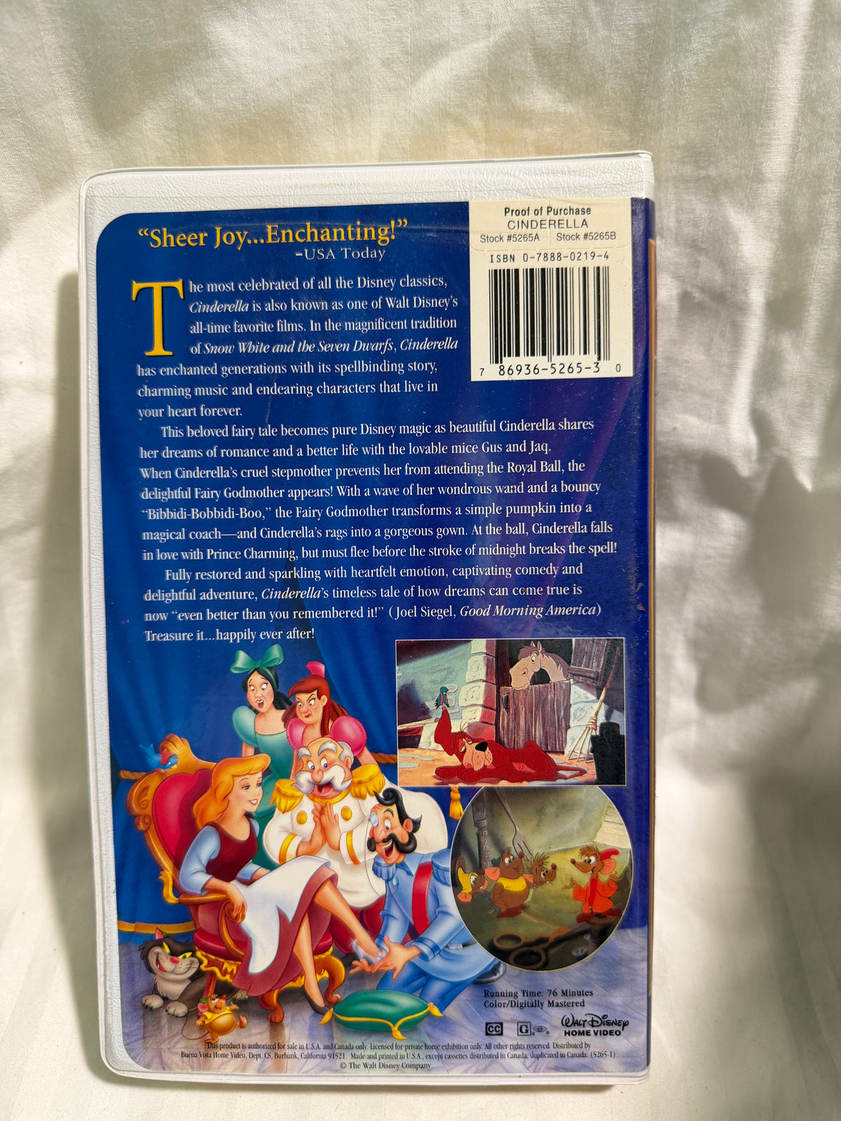 Walt Disney's Masterpiece Cinderella VHS Tape (Clamshell)