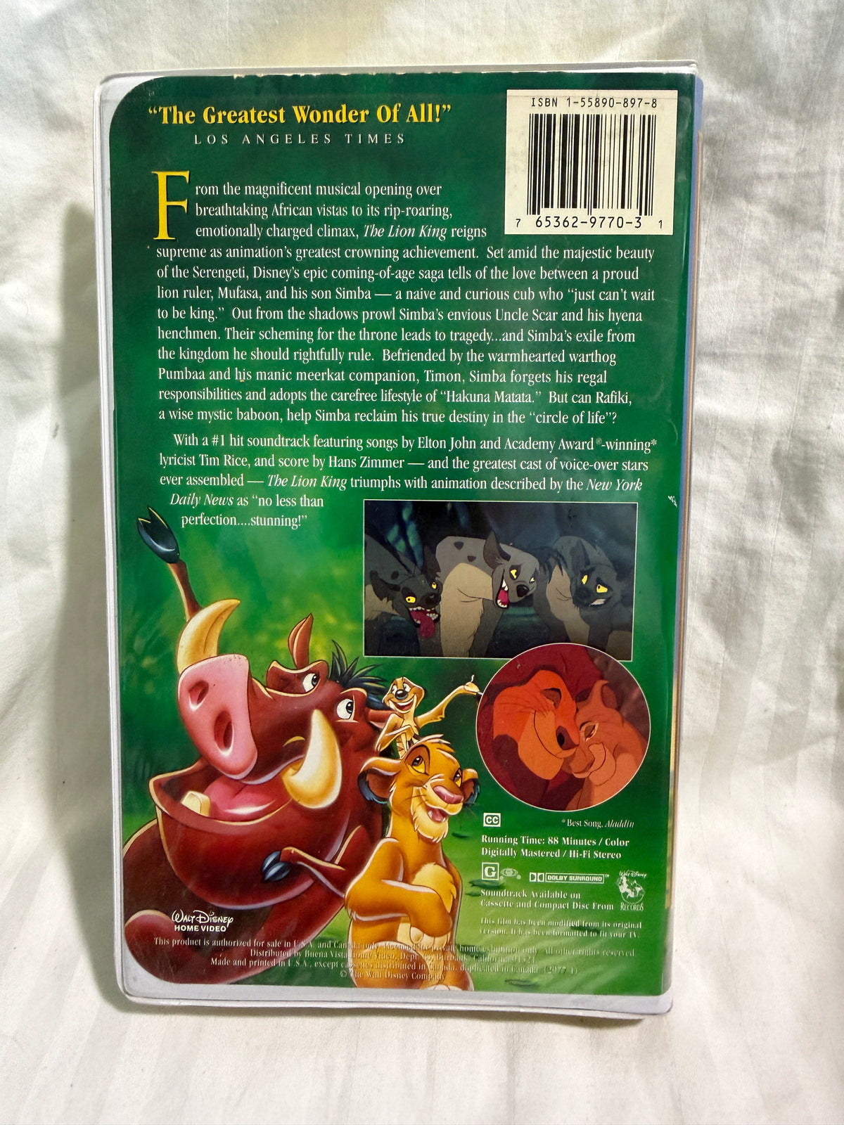Walt Disney's Masterpiece The Lion King VHS Tape (Clamshell)