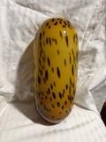 Large Amber Tortoiseshell Art Glass Cylinder Vase – Leopard Spot Pattern