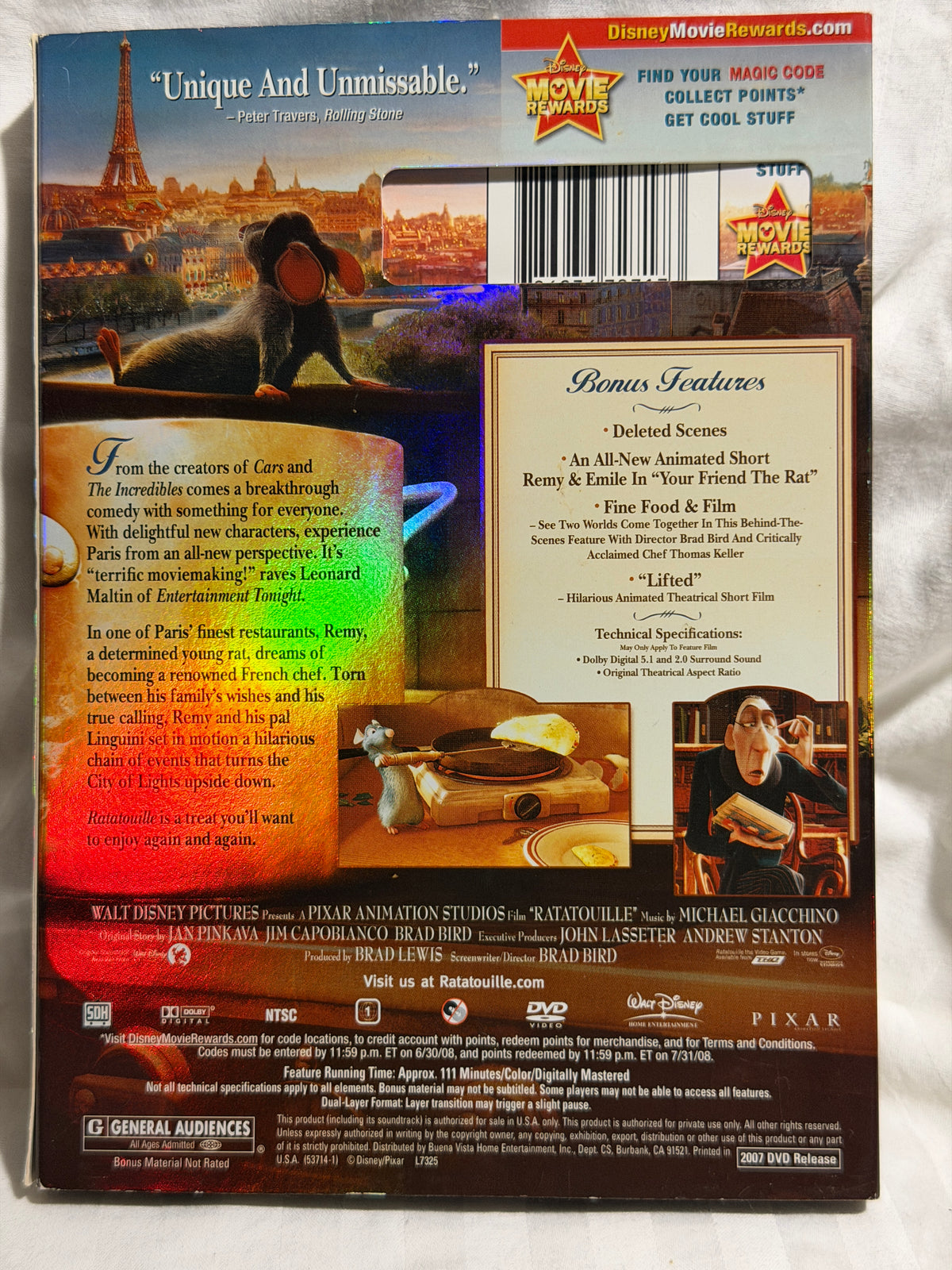 Disney Pixar Ratatouille DVD – Slipcover Edition
