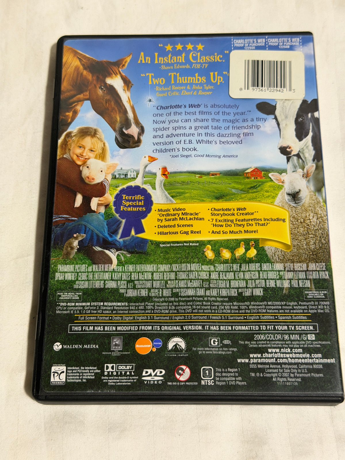 Charlotte's Web Live-Action DVD – Full Screen Edition