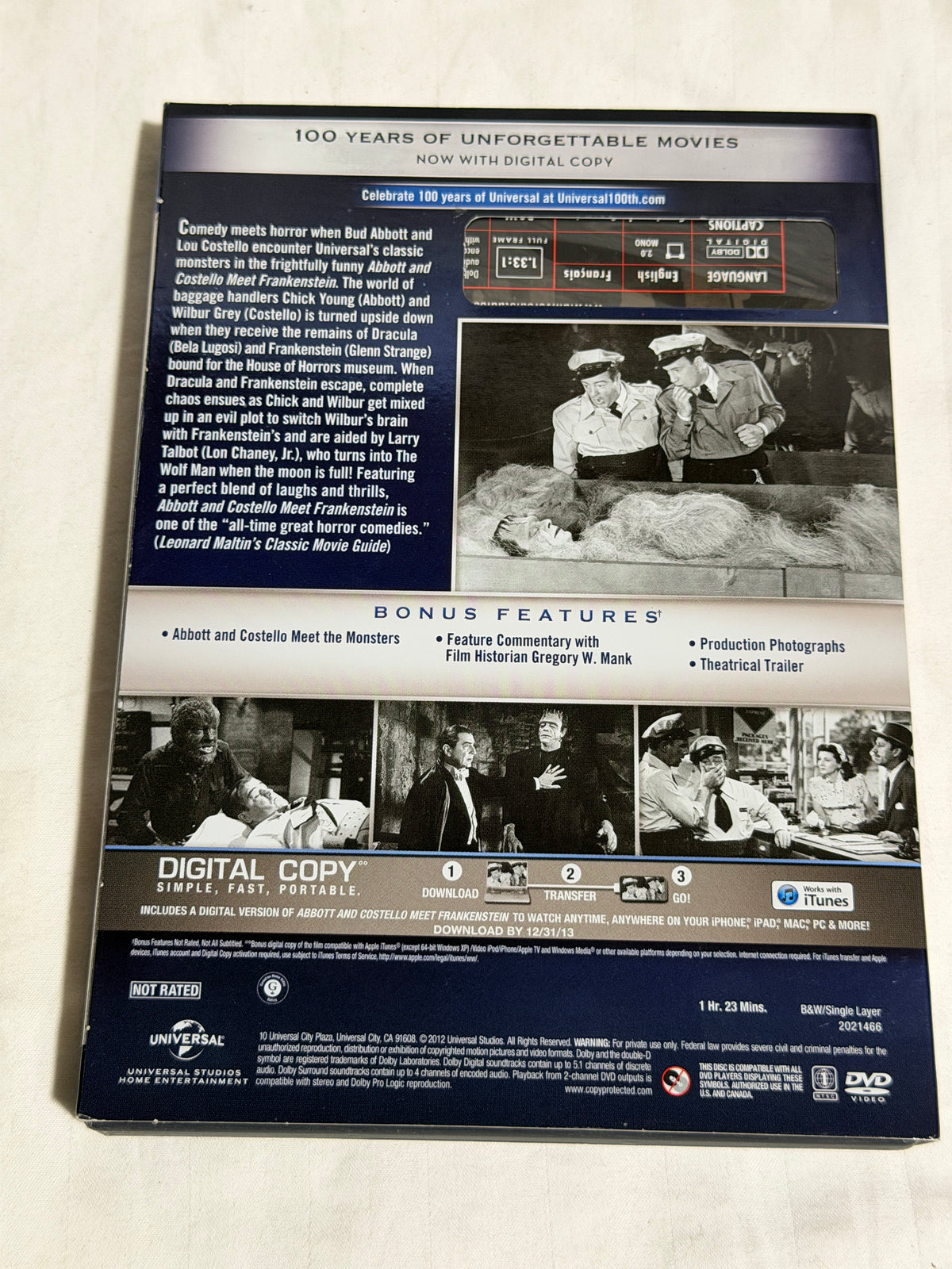 Abbott and Costello Meet Frankenstein DVD – Universal 100th Anniversary Edition with Slipcover