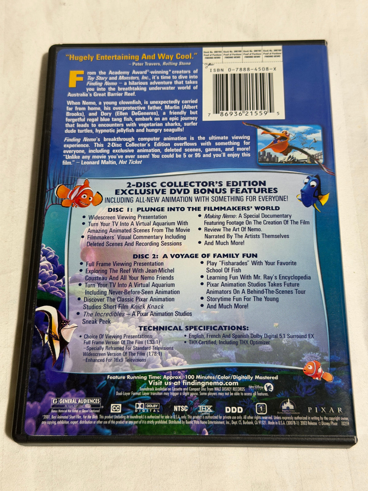 Disney Pixar Finding Nemo 2-Disc Collector's Edition DVD Set