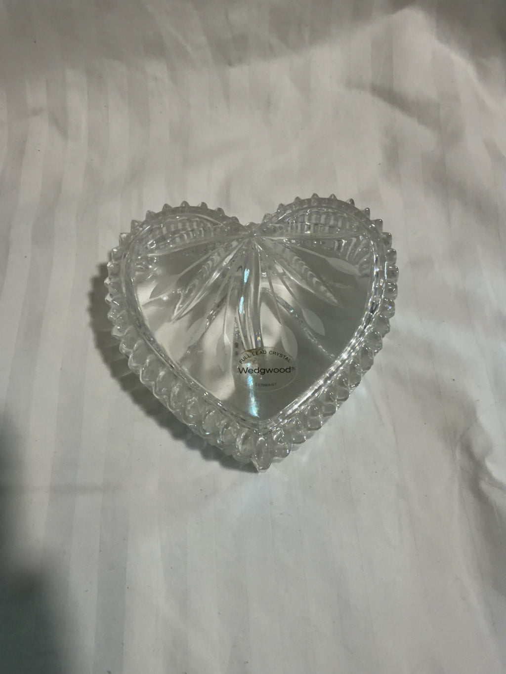 Wedgwood Full Lead Crystal Heart-Shaped Covered Trinket Box – Made in Germany
