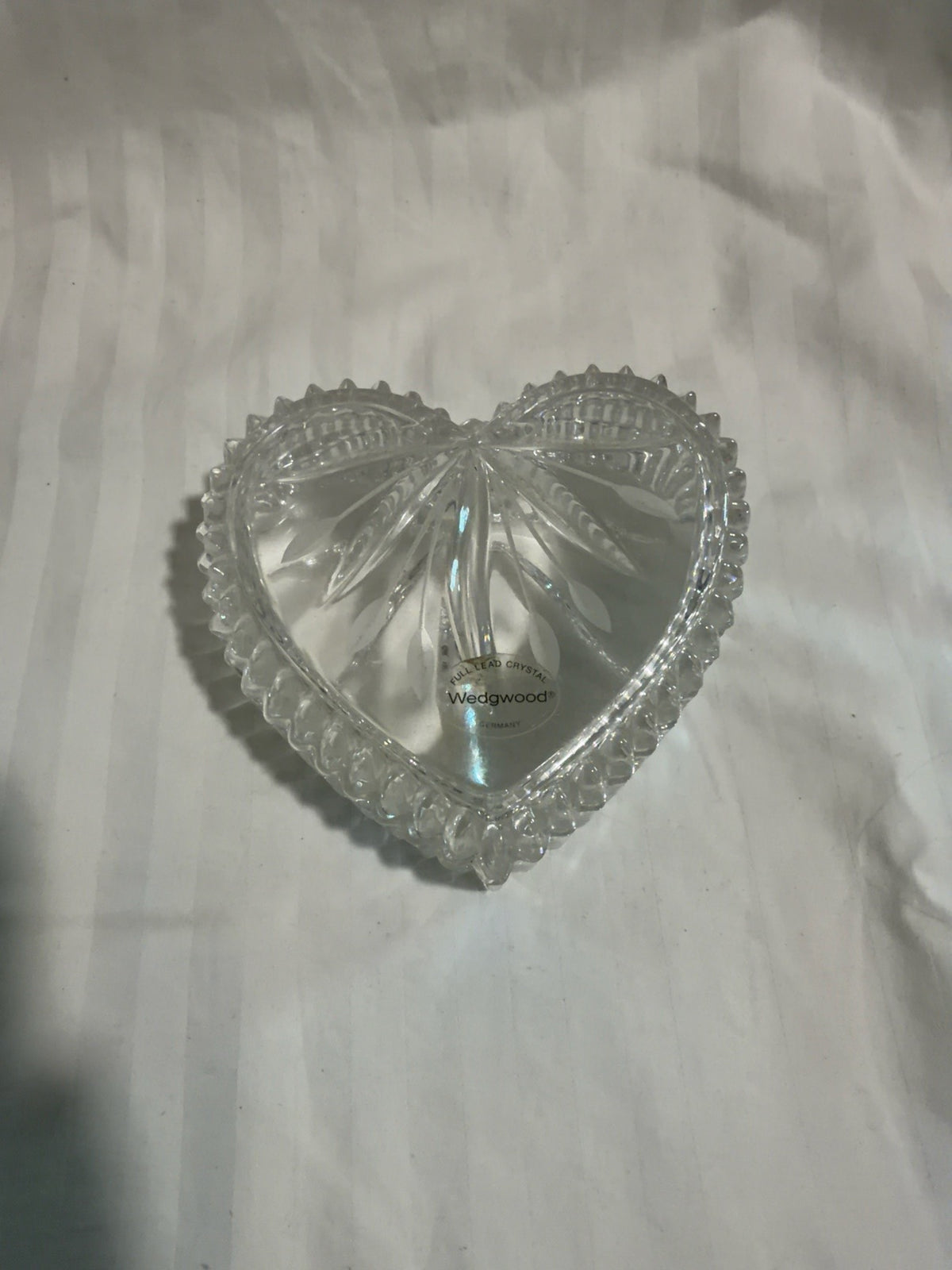 Wedgwood Full Lead Crystal Heart-Shaped Covered Trinket Box – Made in Germany